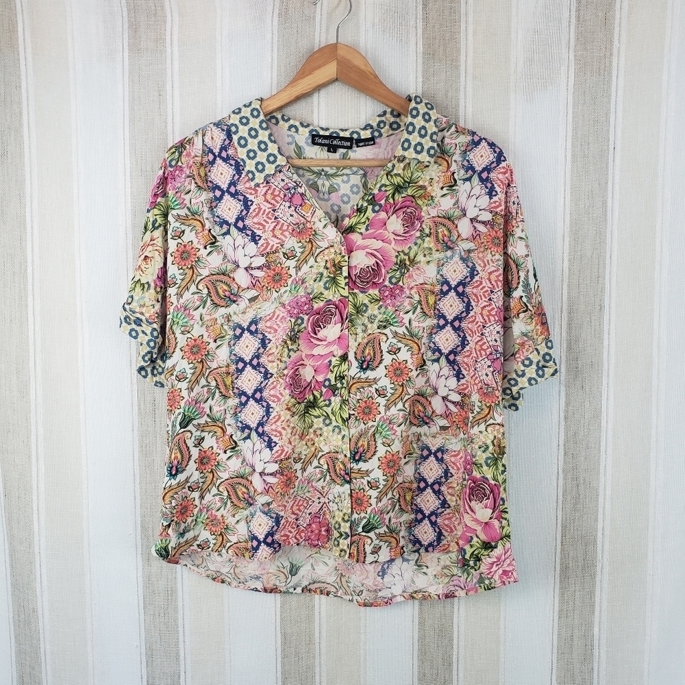 Vintage Tolani Collection‎ Boxy Fit Boho Blouse Size Large
